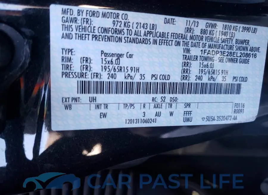 1FADP3E28EL208616# 12