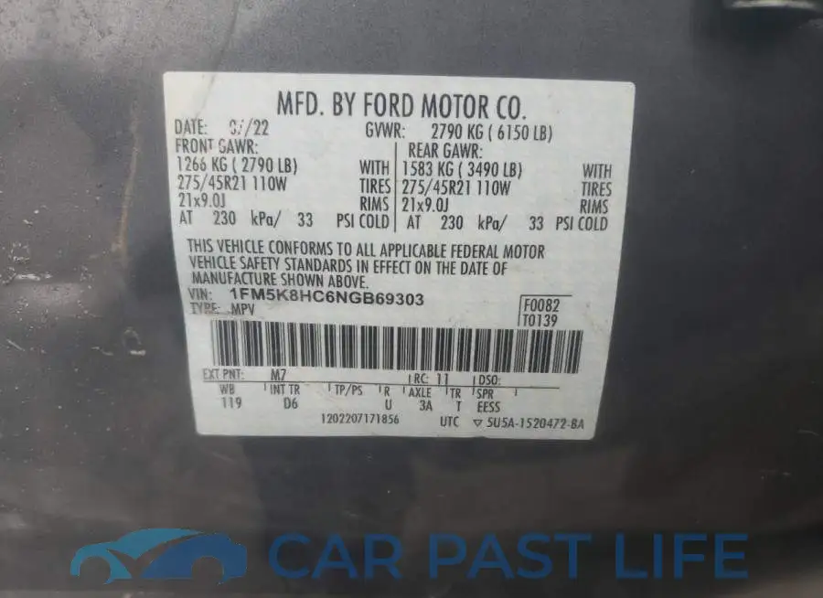 1FM5K8HC6NGB69303# 12