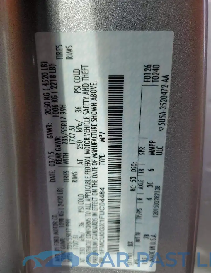 1FMCU0GX1FUC04484# 13