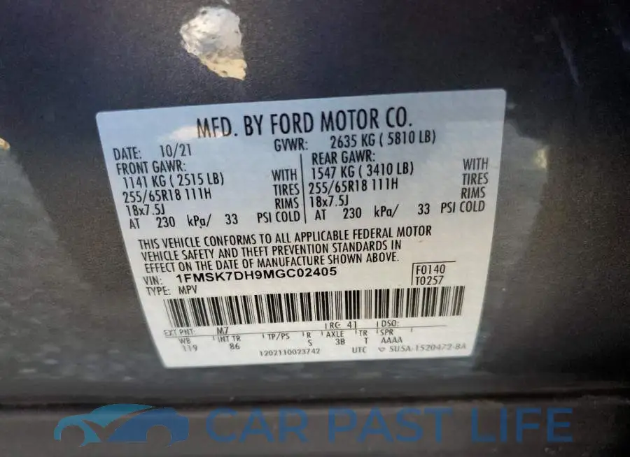 1FMSK7DH9MGC02405# 13