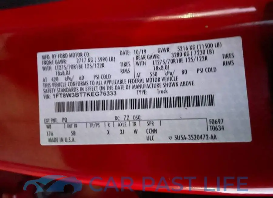 1FT8W3BT7KEG76333# 10