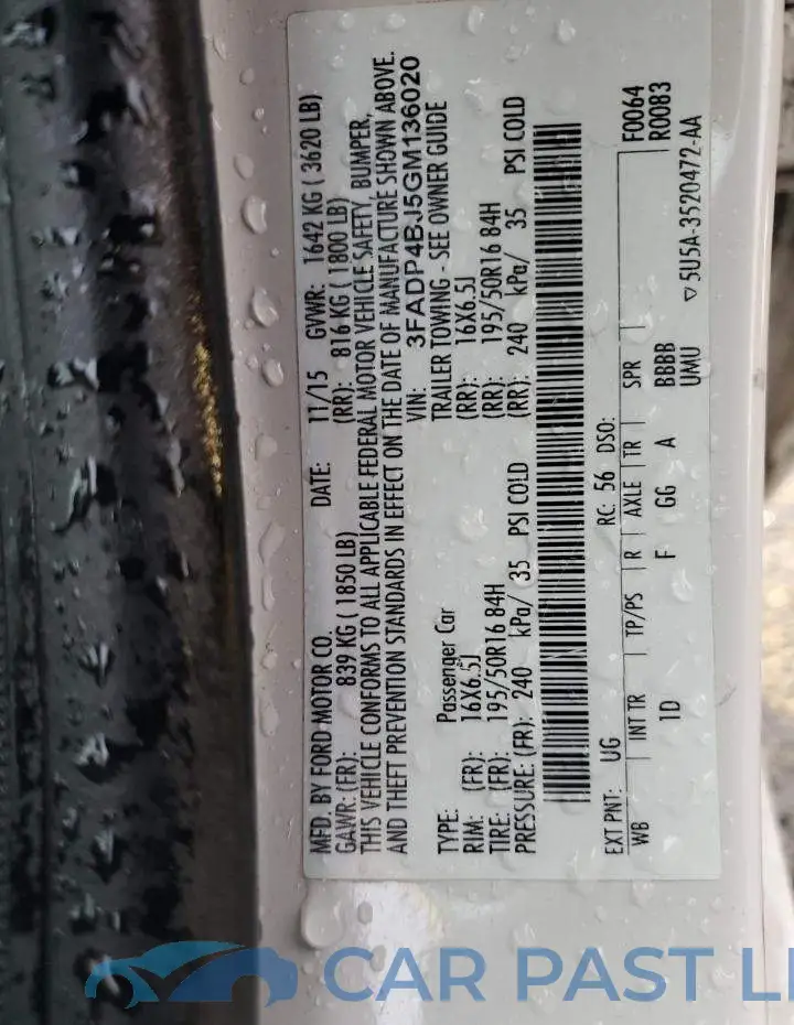 3FADP4BJ5GM136020# 12