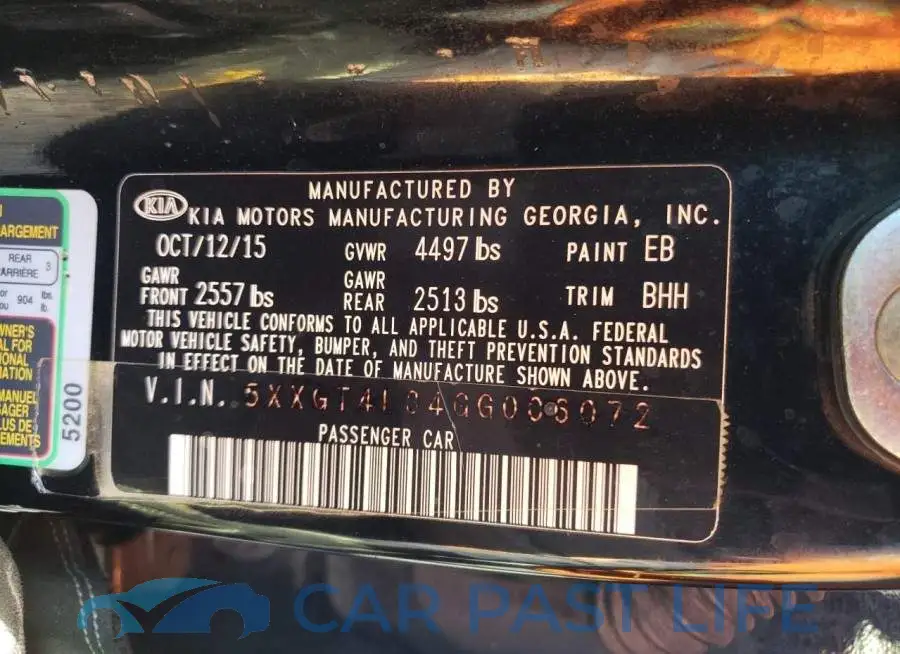 5XXGT4L34GG006072# 12