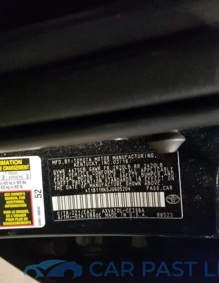 4T1B11HK5JU605204# 12
