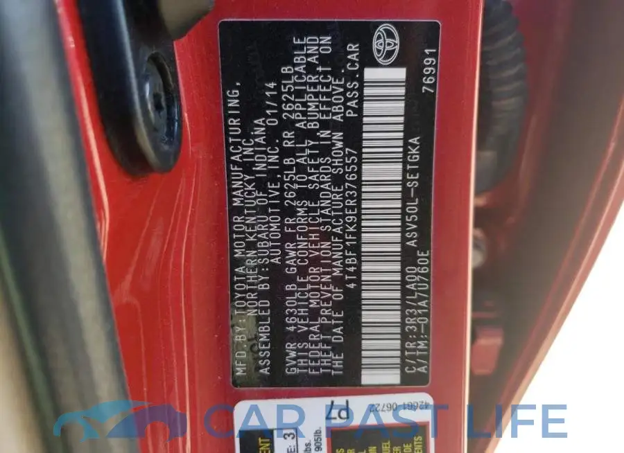 4T4BF1FK9ER376557# 12