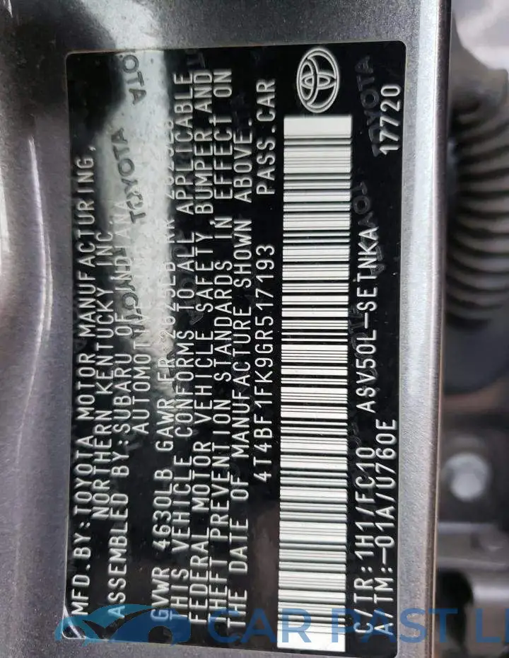 4T4BF1FK9GR517193# 13