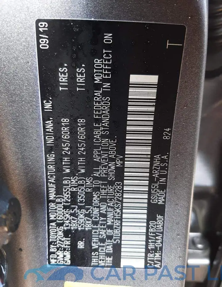 5TDBZRFH5KS728283# 10