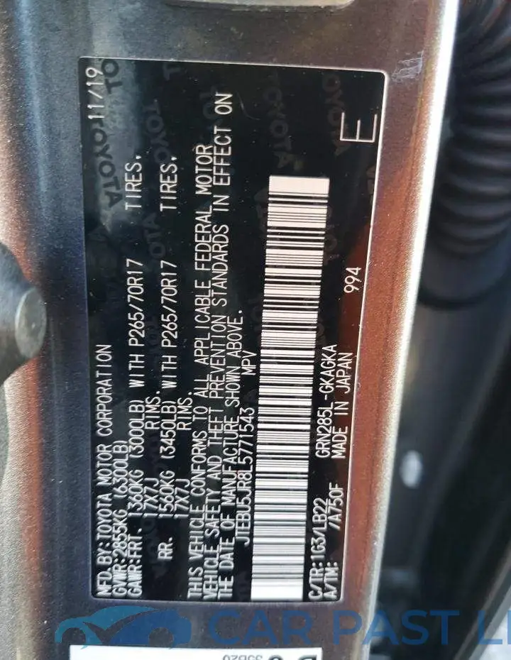 JTEBU5JR8L5771543# 12