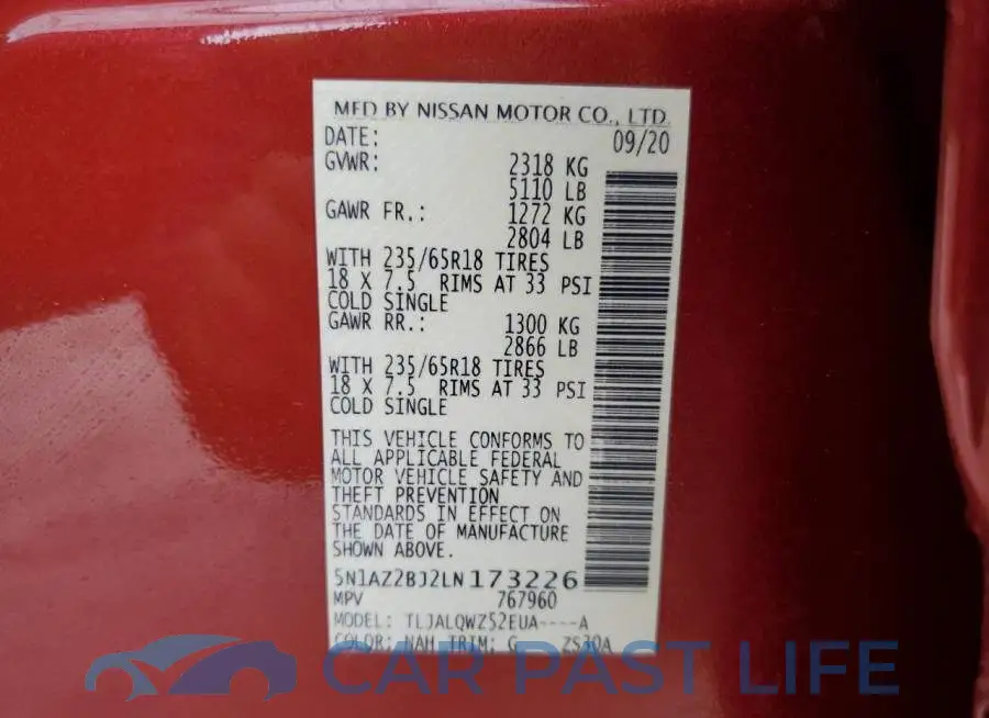 5N1AZ2BJ2LN173226# 13