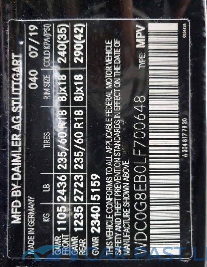 WDC0G8EB0LF700648# 13