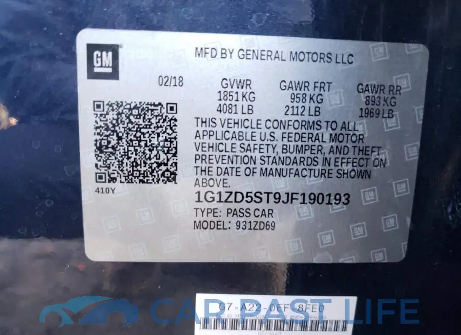1G1ZD5ST9JF190193# 12