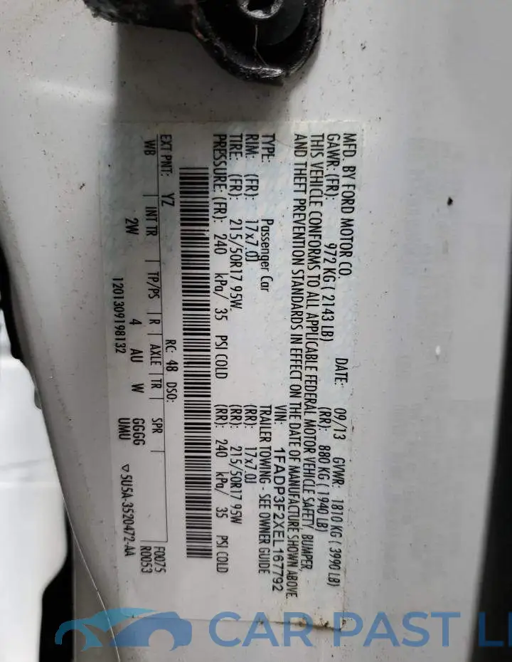 1FADP3F2XEL167792# 12