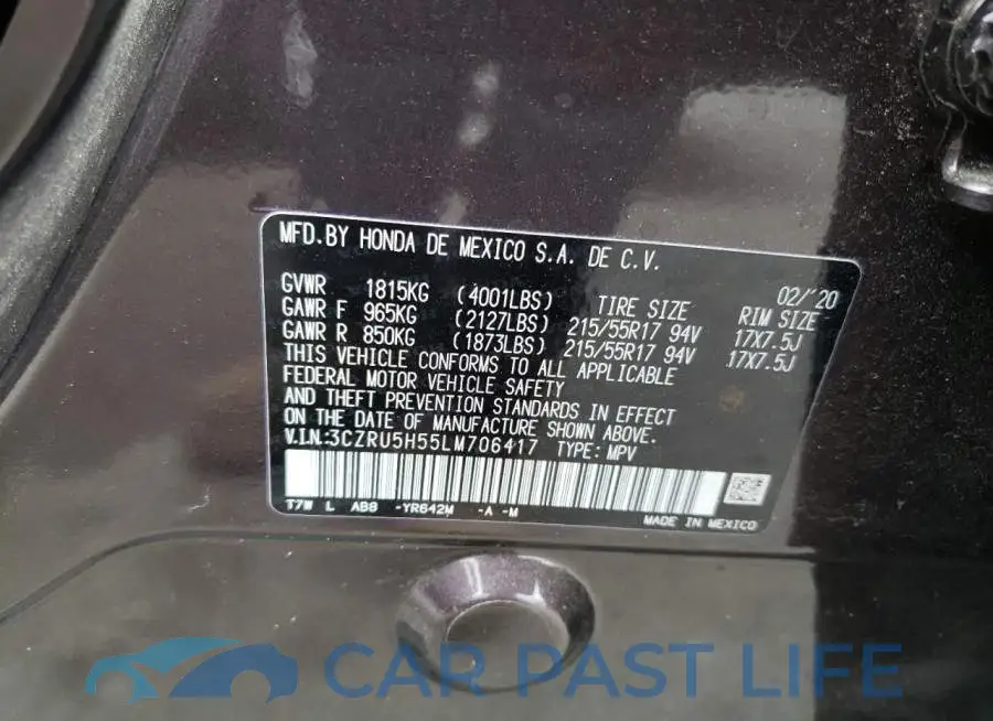 3CZRU5H55LM706417# 12