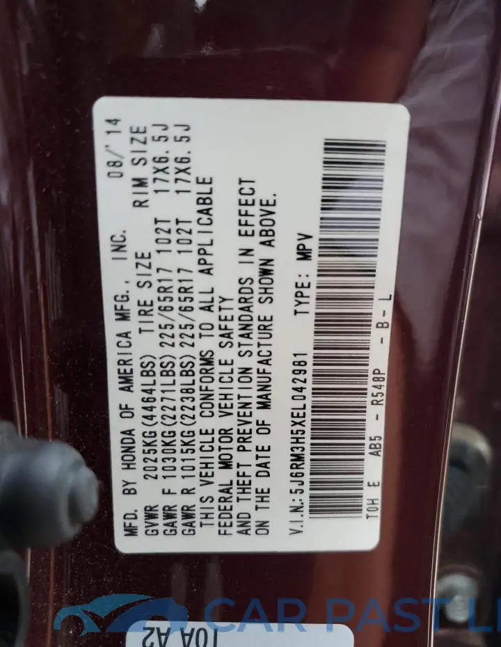 5J6RM3H5XEL042981# 12