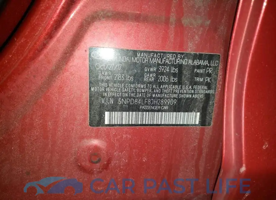 5NPD84LF8JH289909# 12