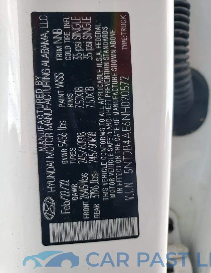 5NTJB4AE6NH020572# 12