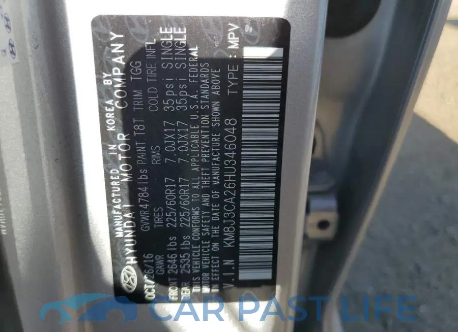 KM8J3CA26HU346048# 10