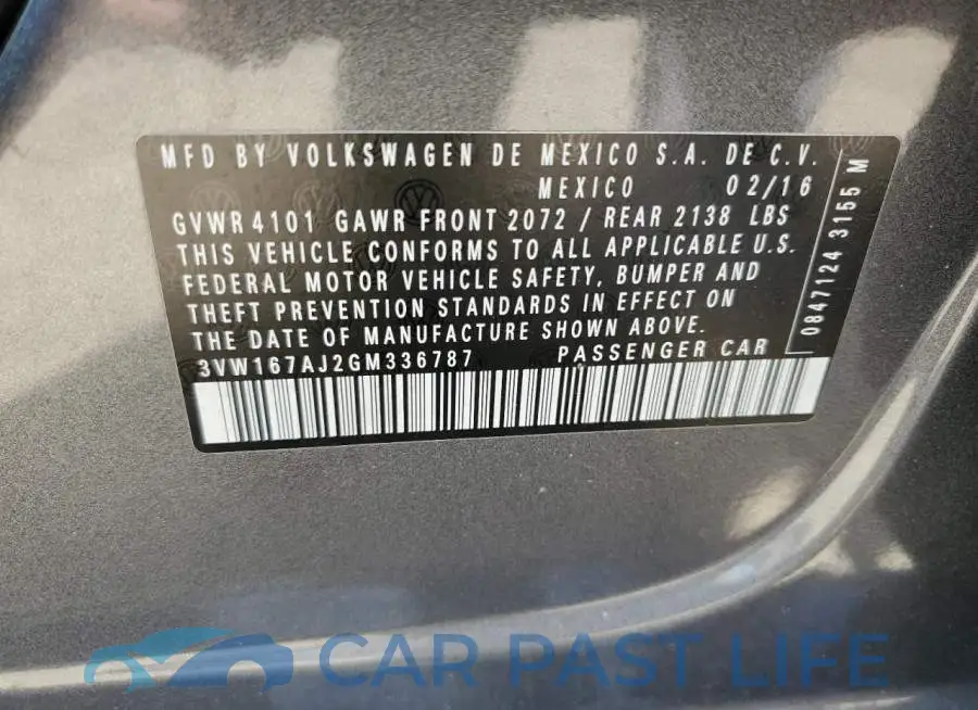 3VW167AJ2GM336787# 13