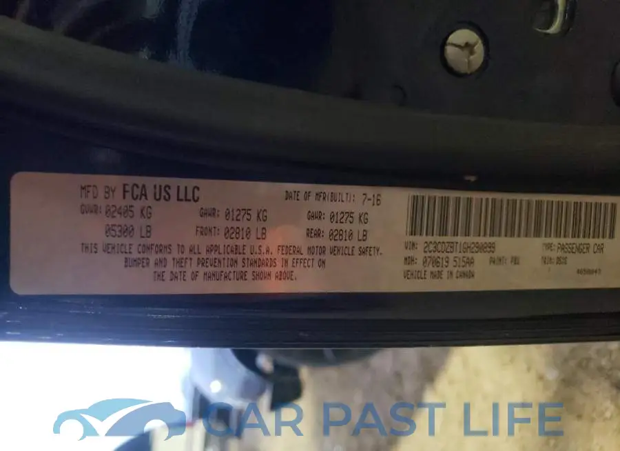 2C3CDZBT1GH290899# 10
