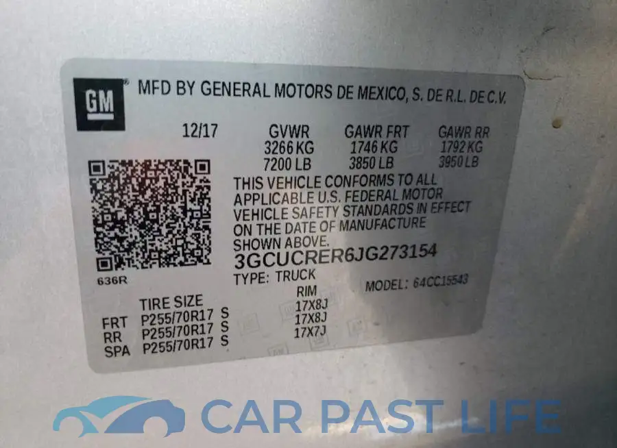 3GCUCRER6JG273154# 12