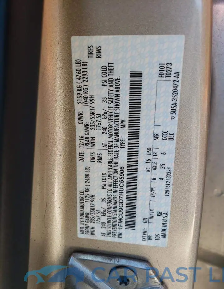 1FMCU9GD7HUC55906# 13