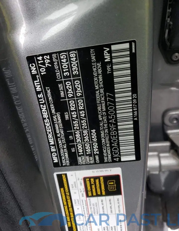 4JGDA0EB9FA500777# 12