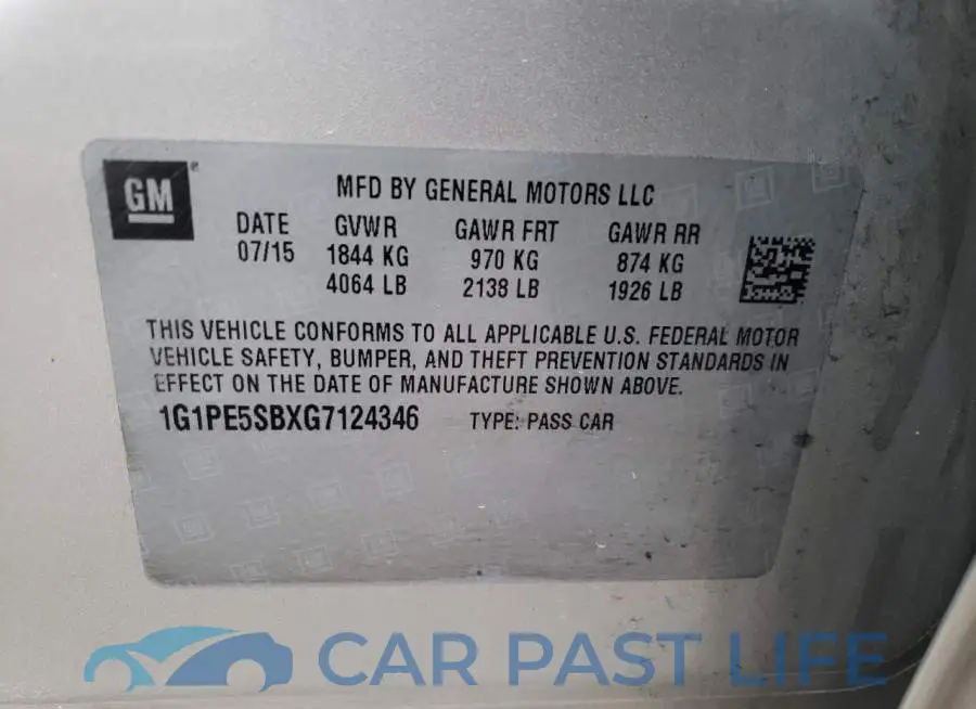 1G1PE5SBXG7124346# 12