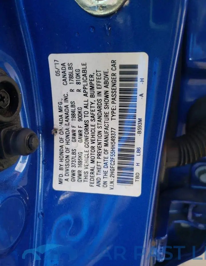 2HGFC2F55HH549377# 12