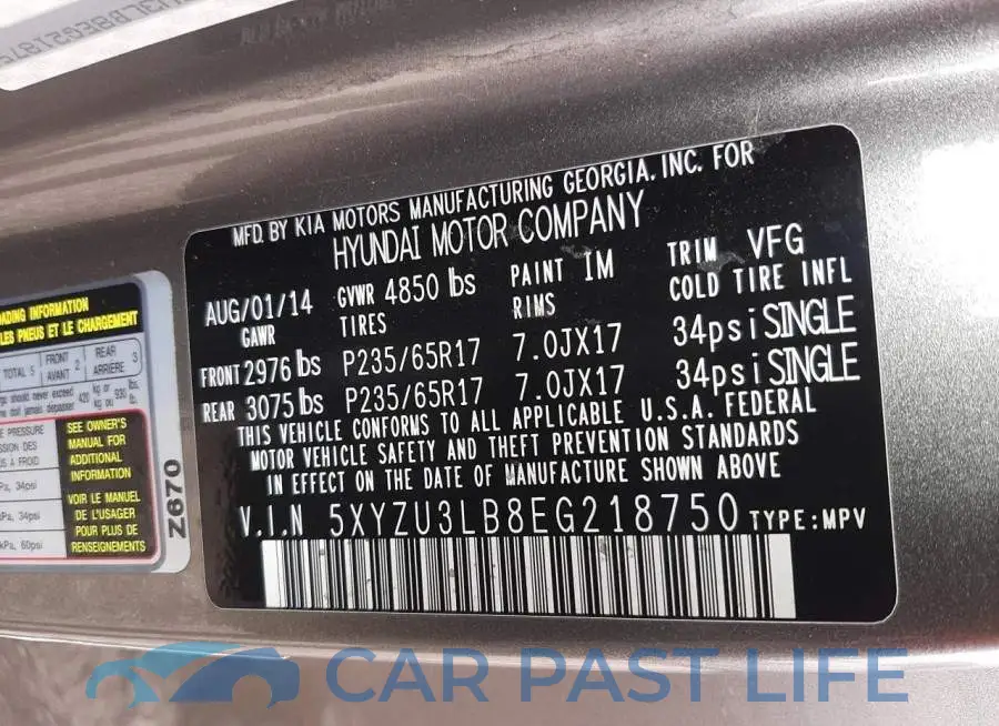 5XYZU3LB8EG218750# 14