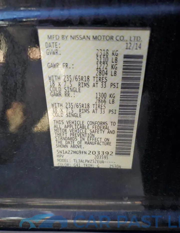 5N1AZ2MG9FN203392# 10
