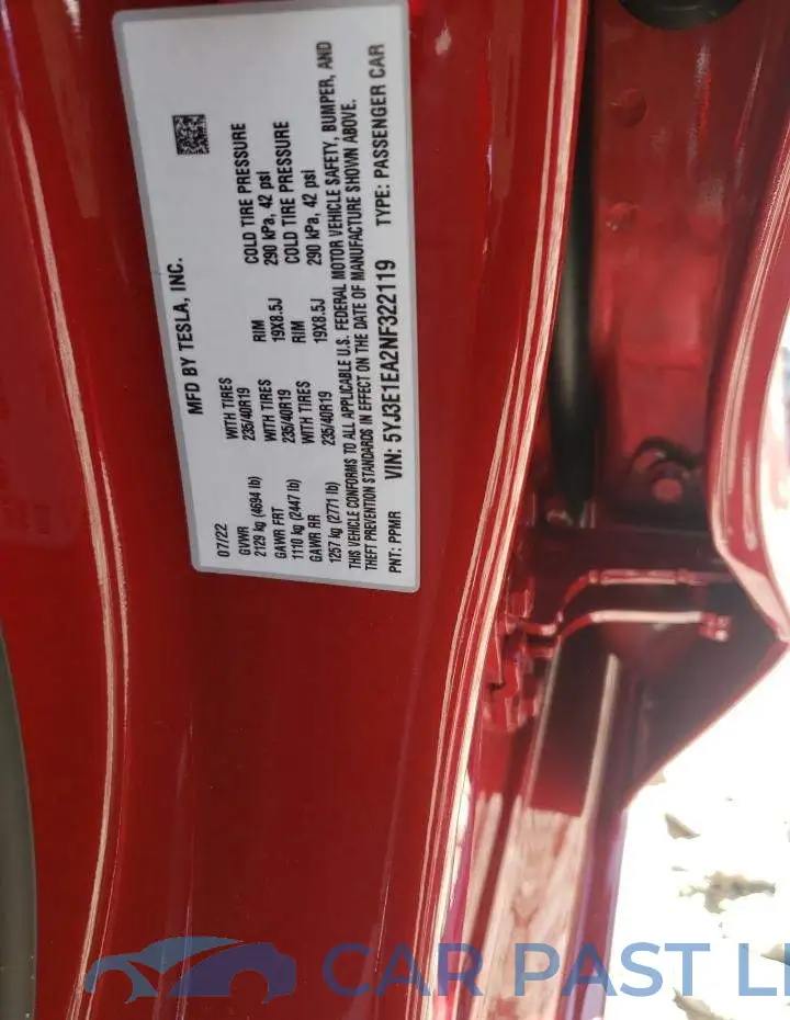 5YJ3E1EA2NF322119# 10