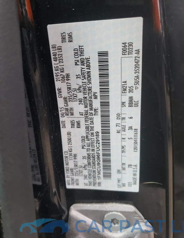 1FMCU9G96FUC29189# 13