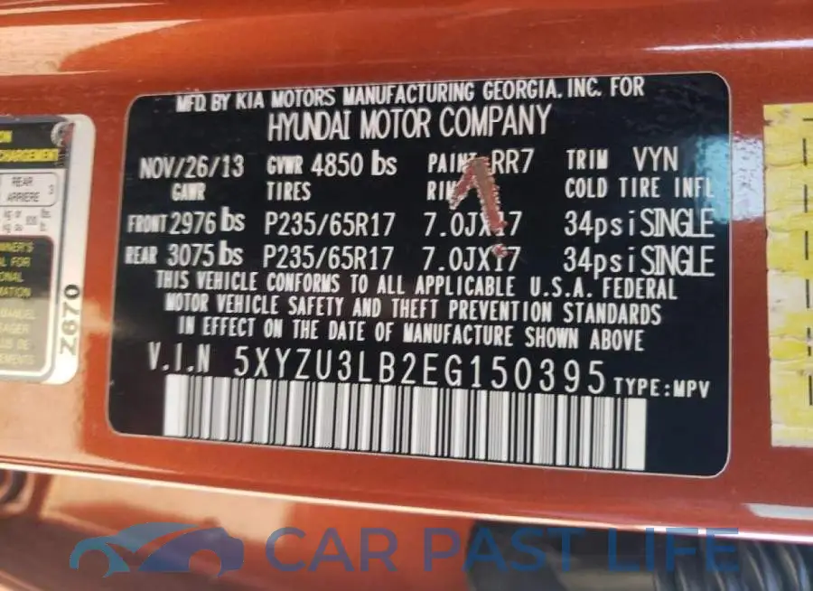 5XYZU3LB2EG150395# 10