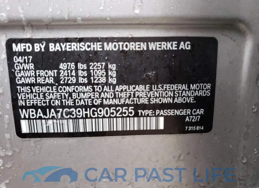 WBAJA7C39HG905255# 12