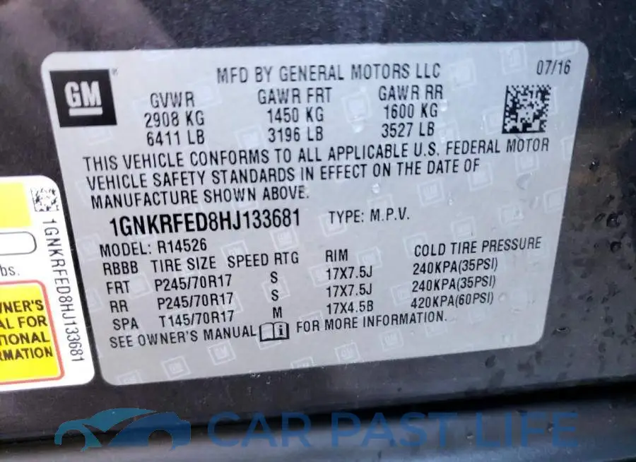1GNKRFED8HJ133681# 13
