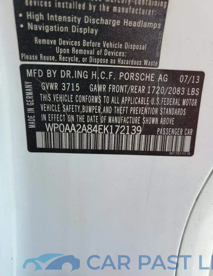 WP0AA2A84EK172139# 12