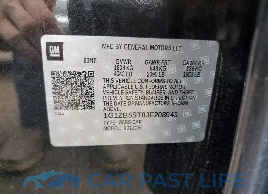 1G1ZB5ST0JF208943# 10