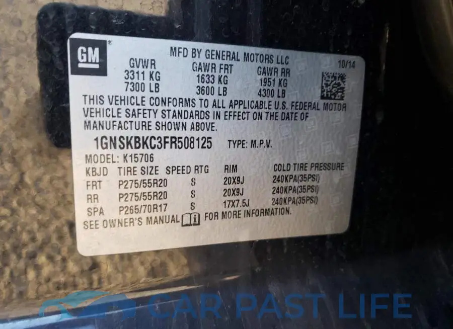 1GNSKBKC3FR508125# 13