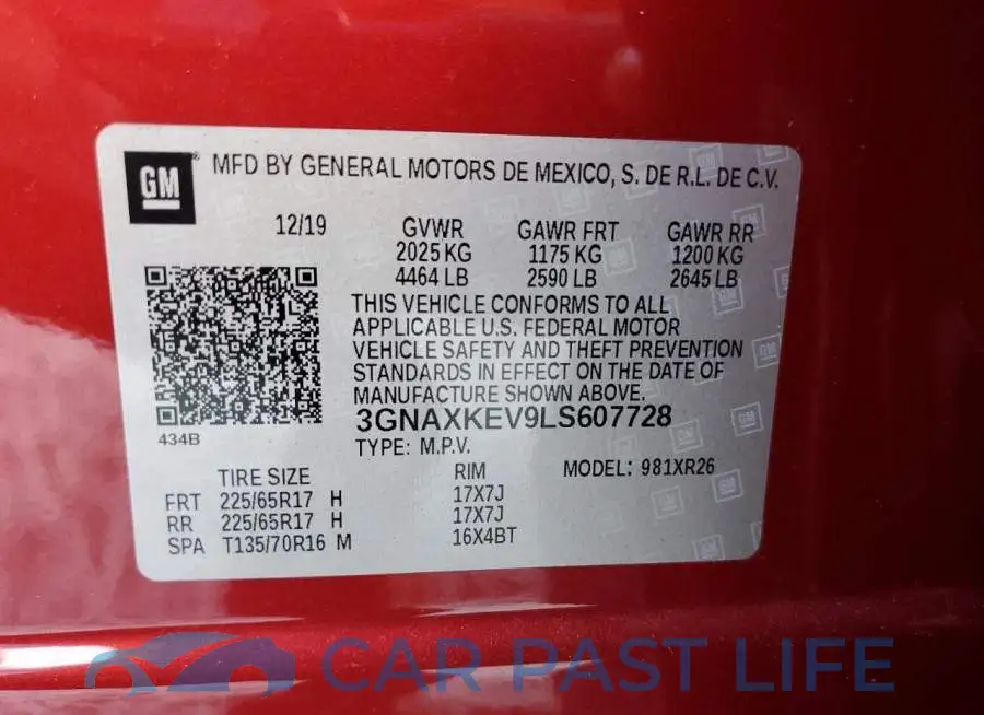 3GNAXKEV9LS607728# 12