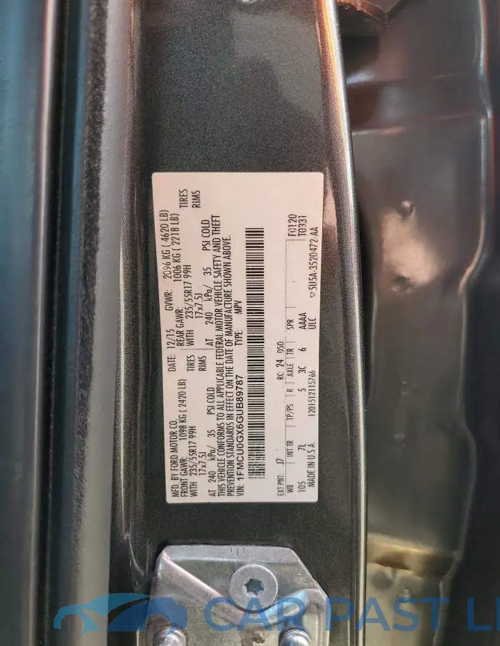 1FMCU0GX6GUB89787# 13