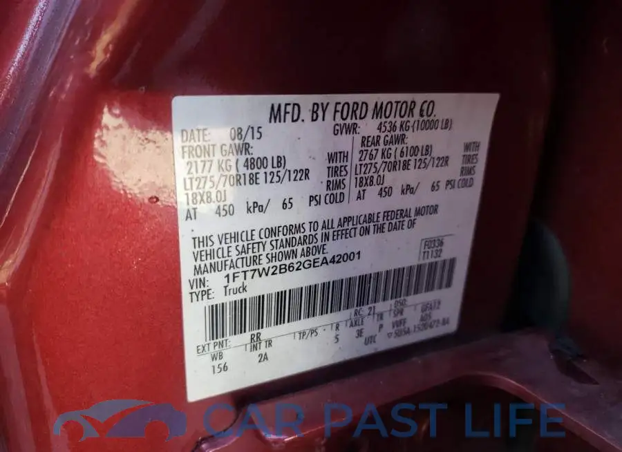 1FT7W2B62GEA42001# 12