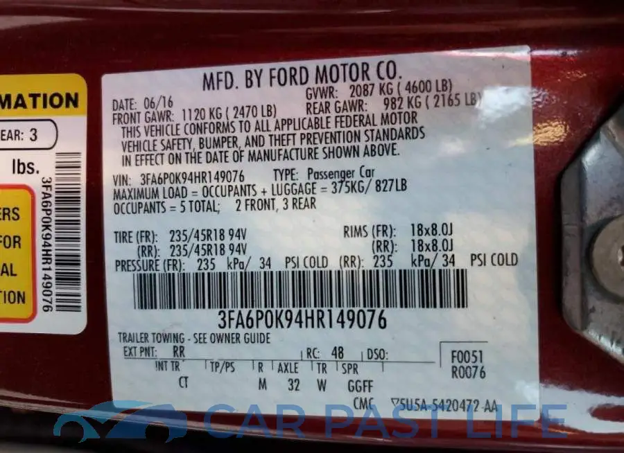 3FA6P0K94HR149076# 10