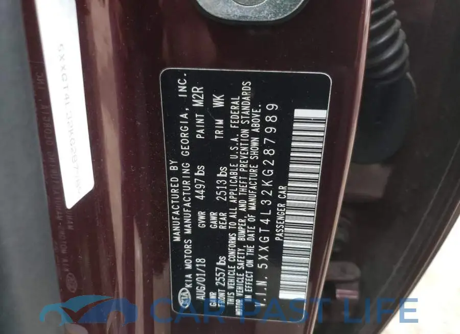 5XXGT4L32KG287989# 12