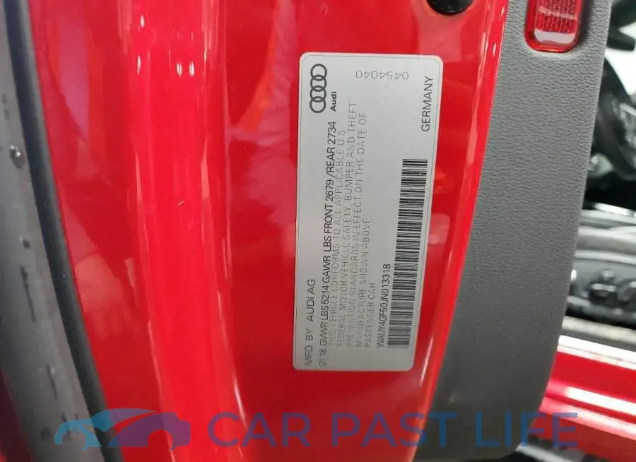 WAUY4GF50JN013318# 10