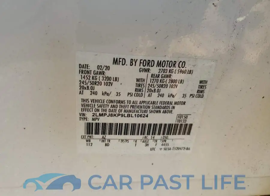 2LMPJ8KP9LBL10624# 13
