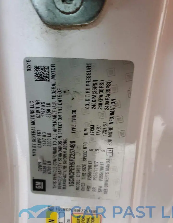 1GCNCPEH9FZ257490# 12