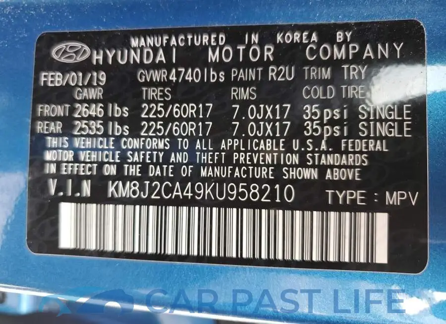 KM8J2CA49KU958210# 12