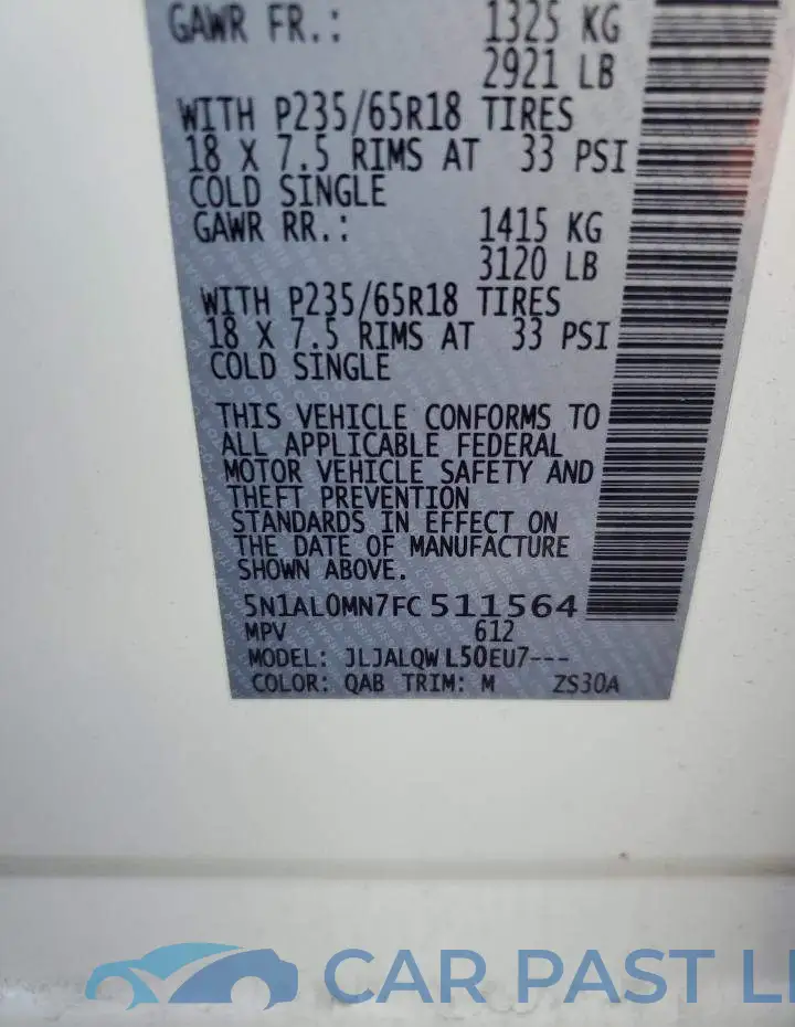 5N1AL0MN7FC511564# 14