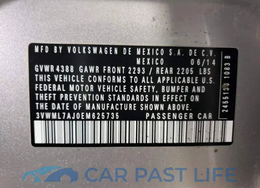 3VWML7AJ0EM625735# 12