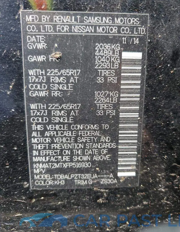 KNMAT2MTXFP516930# 12
